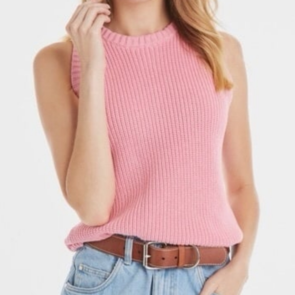 525 America Pink Sleeveless Sweater